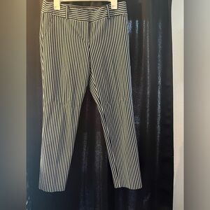 Ann Taylor Navy and White Striped Trousers